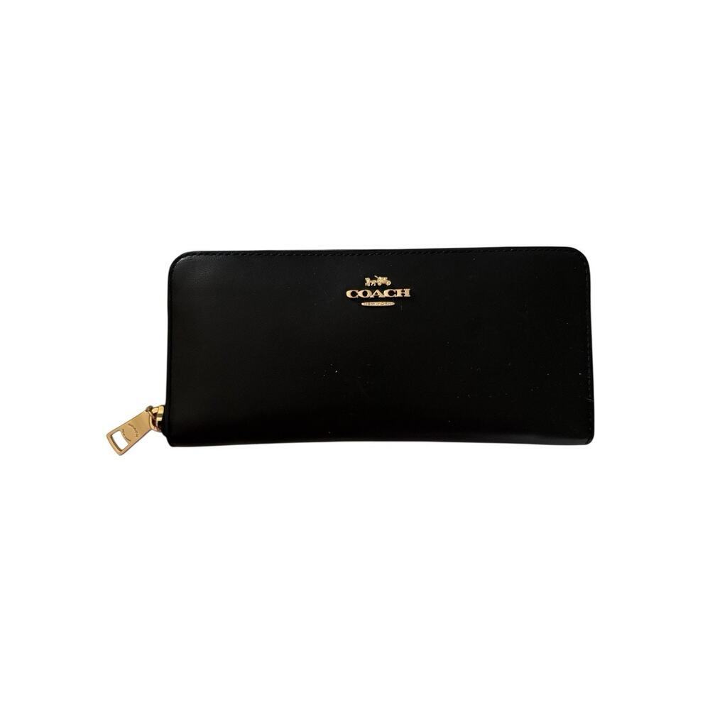 COACH Boxed Slim Accordion Zip Wallet Black/Gold One Size - Picture 5 of 5